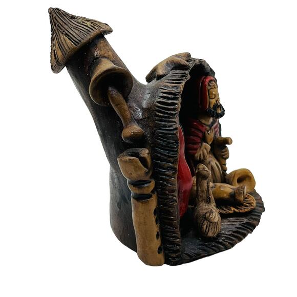 Nativity Scene Grotto Mushroom Ceramic Quirky Charming Likely South American - Picture 4 of 11